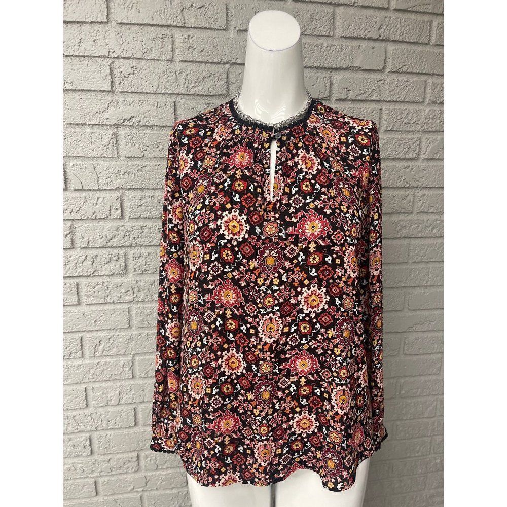 LOFT Petite Floral Long Sleeve Blouse Size XSP